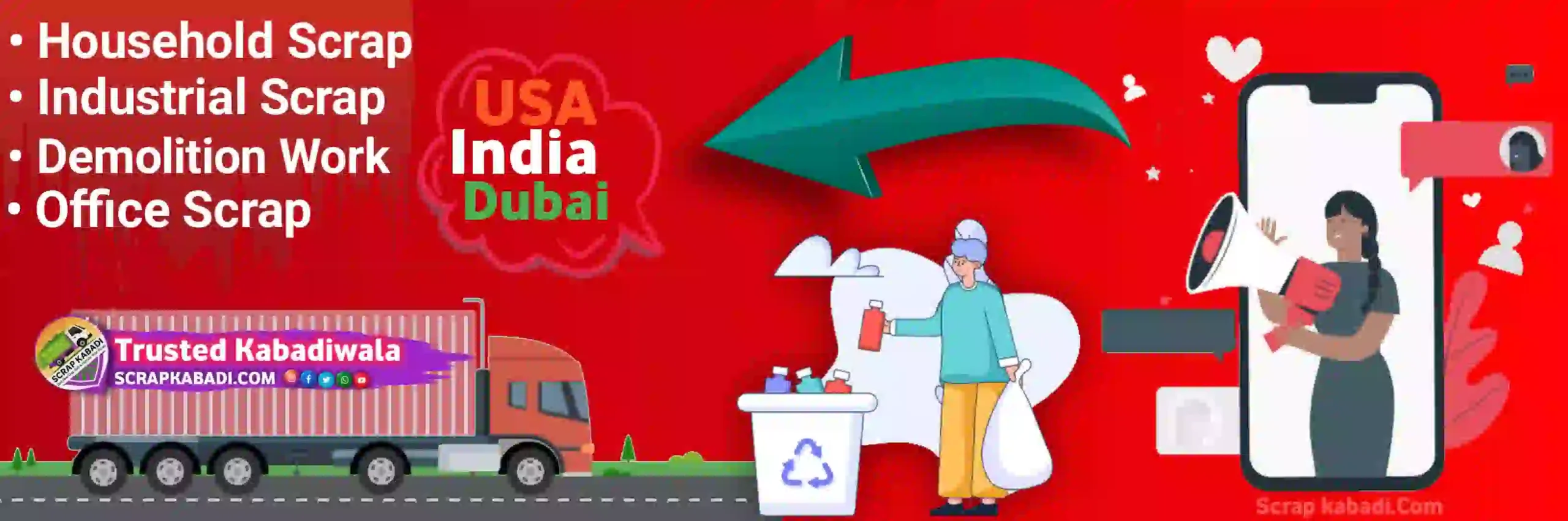 Trusted industrial scrap buyers, office scrap dealers, and kabadiwala online service near me to sell scrap online with free pickup and instant payment